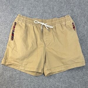 WOWIE Mens Tan Cargo Shorts Elastic Waist Drawstring Aztec Pockets Large